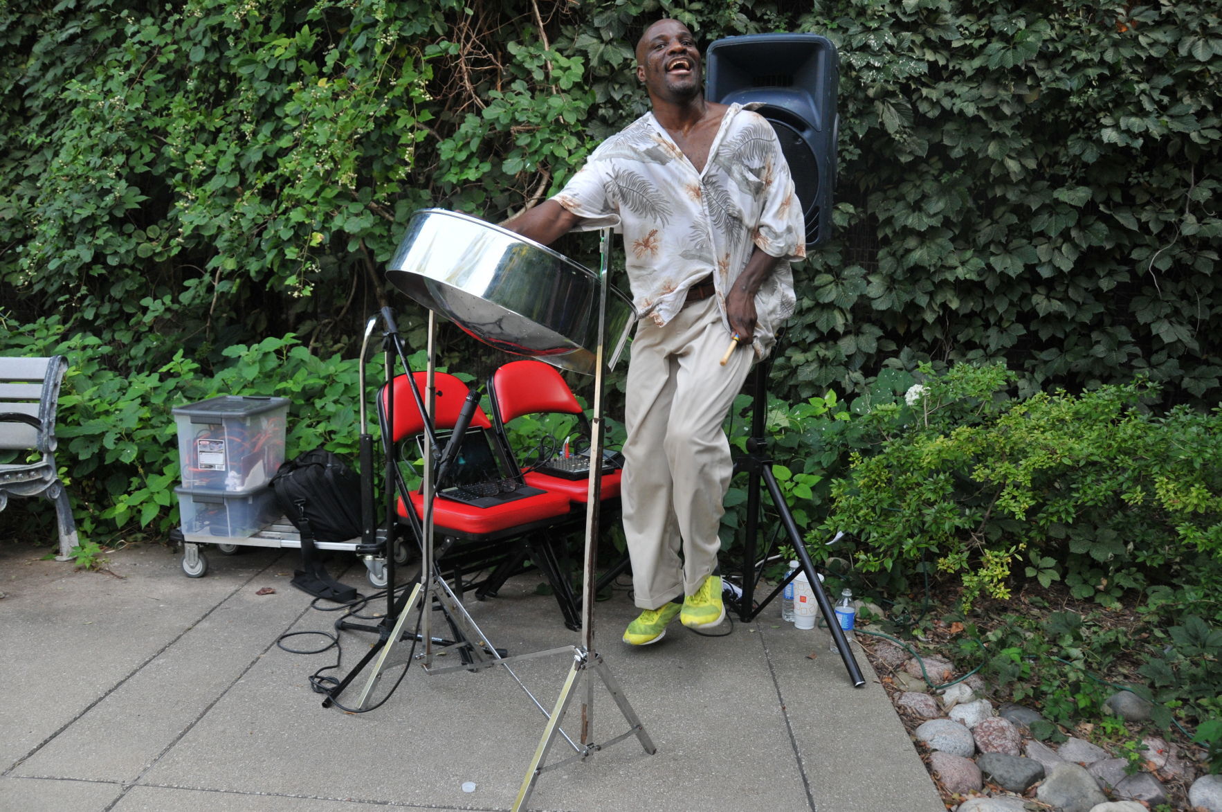Playing the steel drum